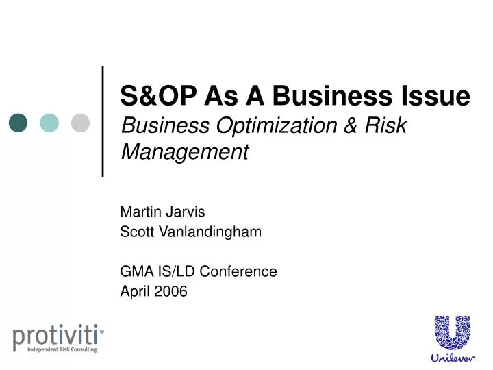 s op as a business issue business optimization risk management