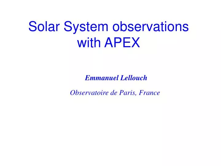 solar system observations with apex