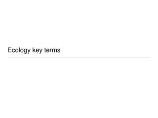Ecology key terms