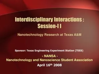 Interdisciplinary Interactions : Session-I I