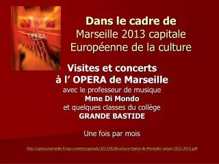 Dans le cadre de Marseille 2013 capitale Européenne de la culture