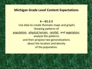 Michigan Grade Level Content Expectations 6 – G1.2.3