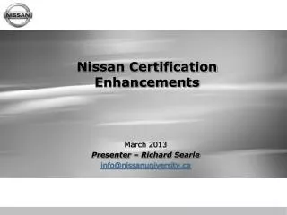Nissan Certification Enhancements