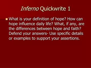 Inferno Quickwrite 1