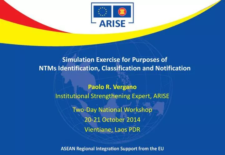 simulation exercise for purposes of ntms identification classification and notification