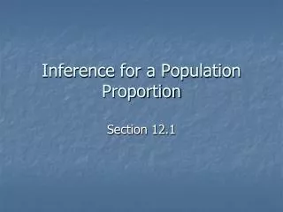 Inference for a Population Proportion