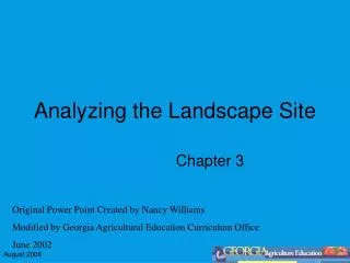 Analyzing the Landscape Site