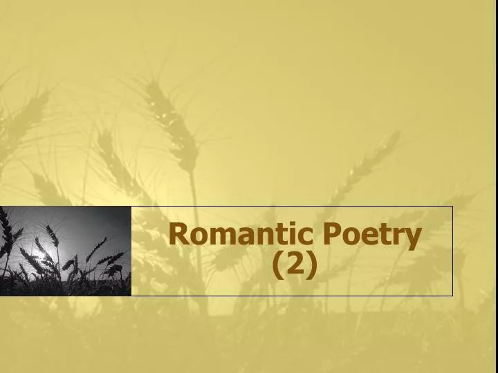 romantic poetry 2