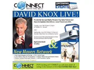 January – Kickoff Events/ Game Plan Tours February – David Knox Event