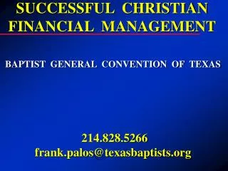 SUCCESSFUL CHRISTIAN FINANCIAL MANAGEMENT