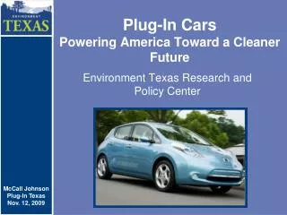 Plug-In Cars Powering America Toward a Cleaner Future