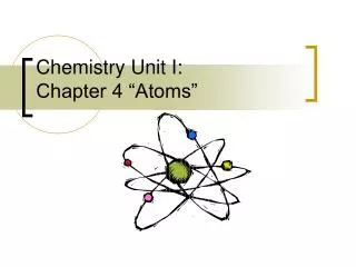 Chemistry Unit I: Chapter 4 “Atoms”