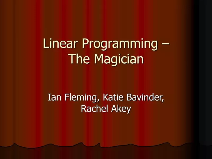 linear programming the magician