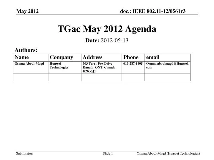 tgac may 2012 agenda