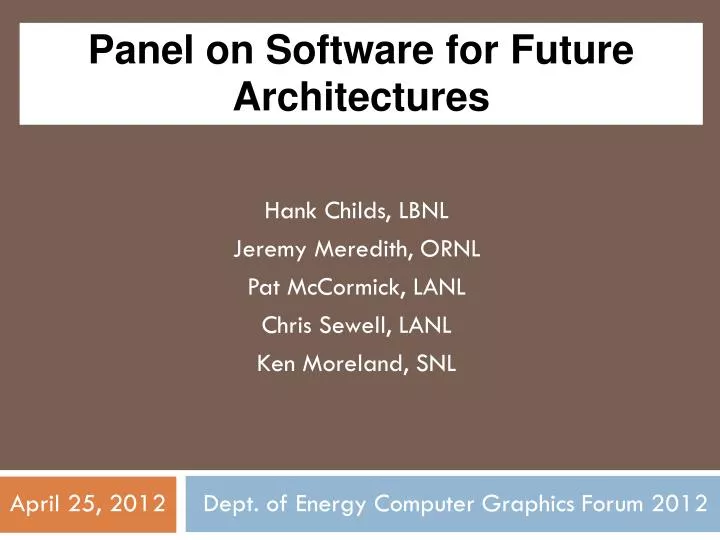 panel on next generation codes portability