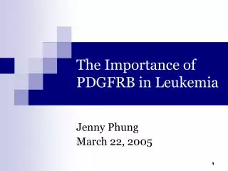 The Importance of PDGFRB in Leukemia