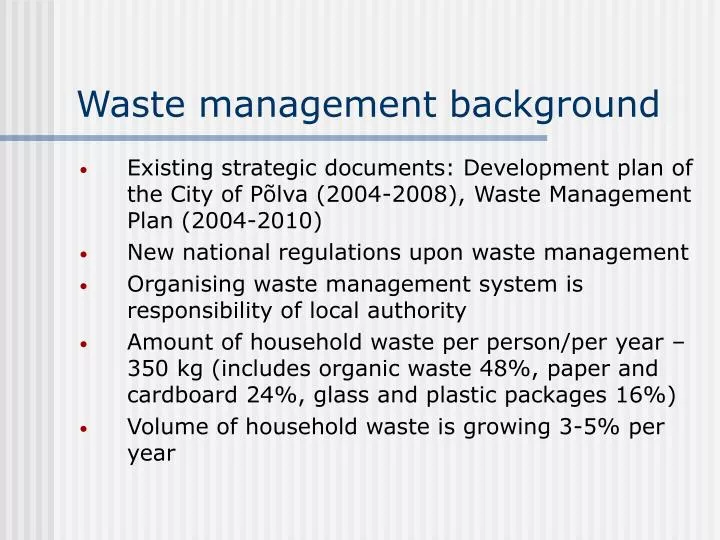 waste management background