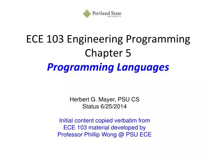 ece 103 engineering programming chapter 5 programming languages