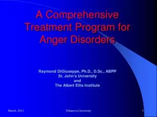 A Comprehensive Treatment Program for Anger Disorders