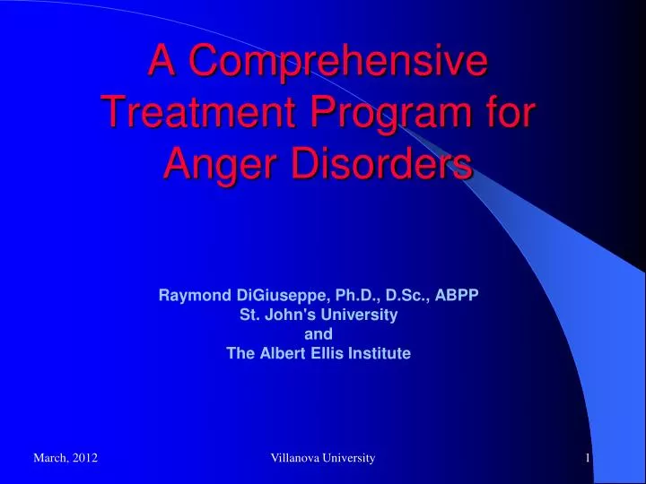 a comprehensive treatment program for anger disorders