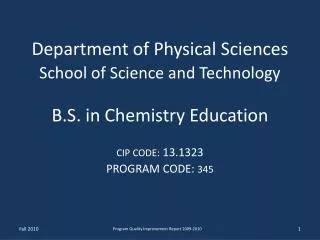 Department of Physical Sciences School of Science and Technology