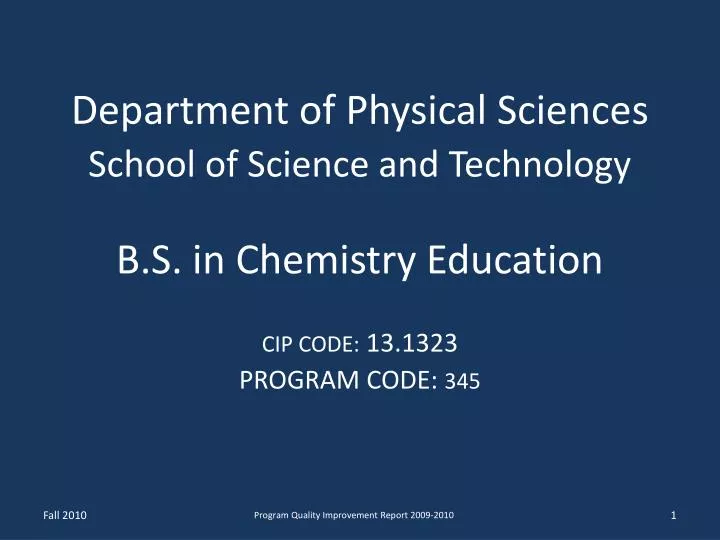 department of physical sciences school of science and technology