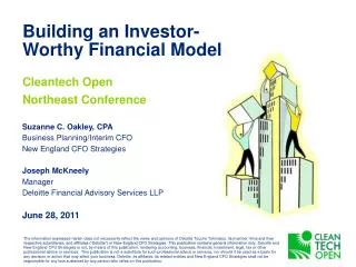 Building an Investor-Worthy Financial Model