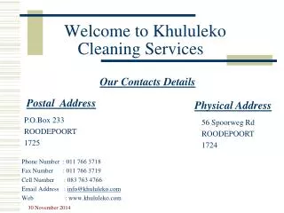 Welcome to Khululeko Cleaning Services