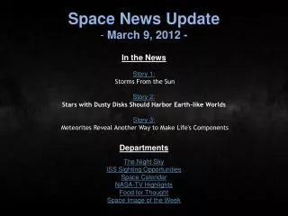 Space News Update March 9, 2012 -