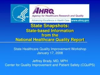 State Snapshots: State-based Information from the National Healthcare Quality Report