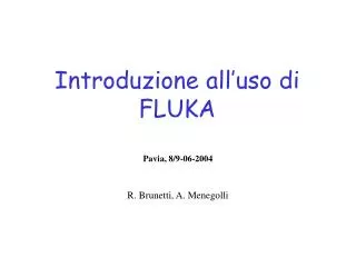 Introduzione all’uso di FLUKA