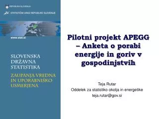 Pilotni projekt APEGG – Anketa o porabi energije in goriv v gospodinjstvih