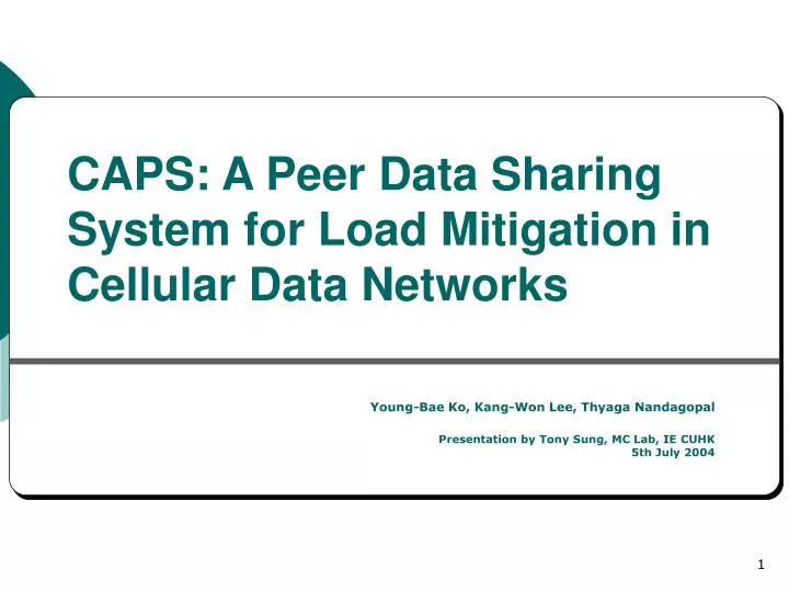 caps a peer data sharing system for load mitigation in cellular data networks