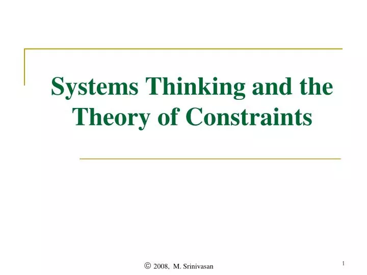 systems thinking and the theory of constraints