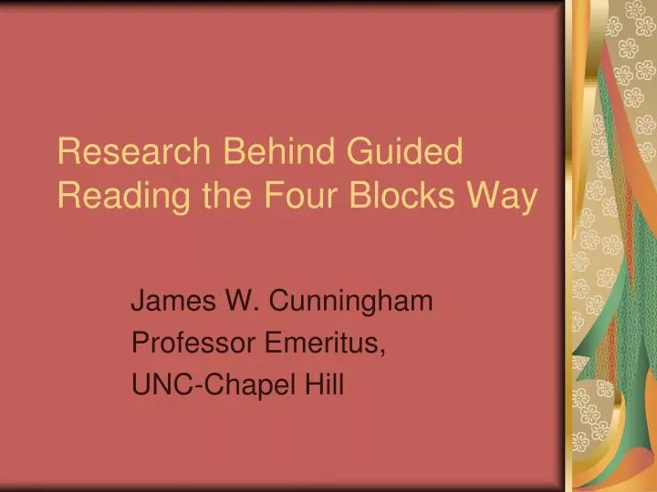 research behind guided reading the four blocks way
