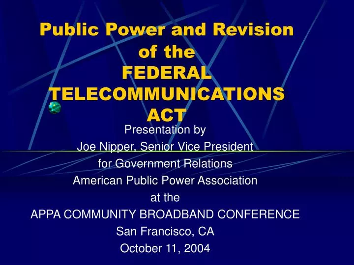 public power and revision of the federal telecommunications act