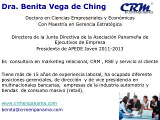 Dra. Benita Vega de Ching