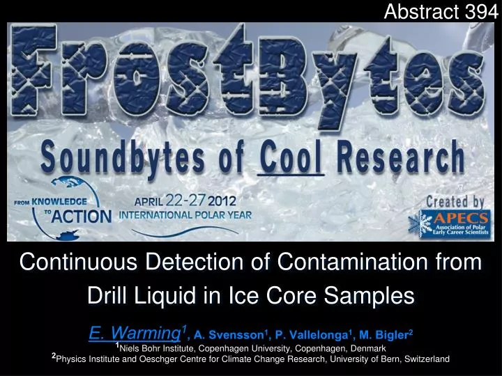 continuous detection of contamination from drill liquid in ice core samples