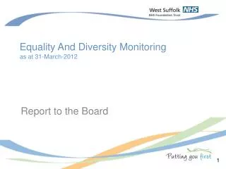 Equality And Diversity Monitoring as at 31-March-2012