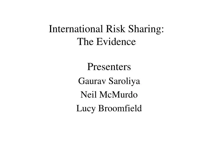 international risk sharing the evidence
