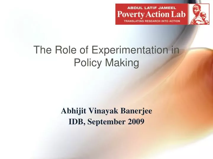 the role of experimentation in policy making