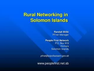 Rural Networking in Solomon Islands
