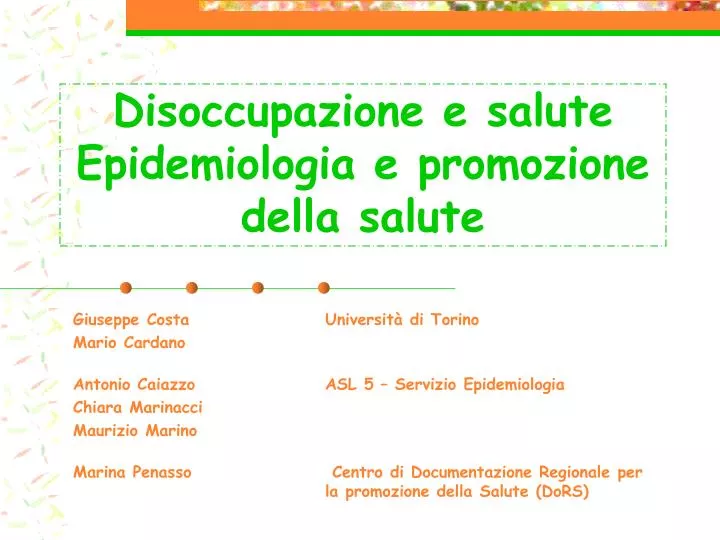 disoccupazione e salute epidemiologia e promozione della salute