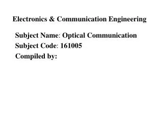 Electronics &amp; Communication Engineering