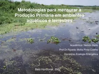 Metodologias para mensurar a Produção Primária em ambientes aquáticos e terrestres