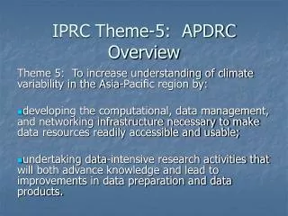 IPRC Theme-5: APDRC Overview