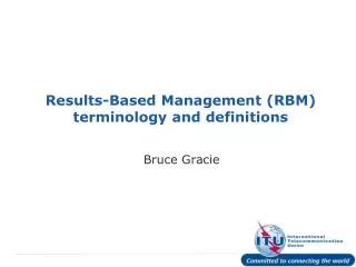 Results-Based Management (RBM) terminology and definitions