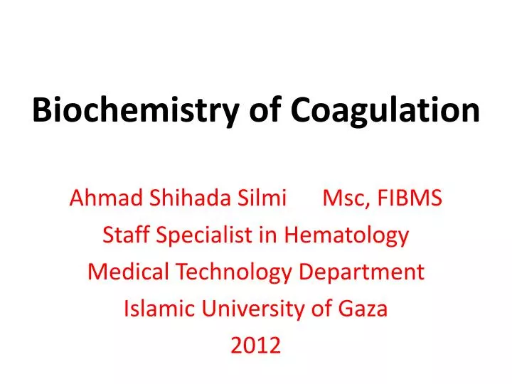 biochemistry of coagulation