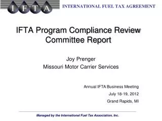 IFTA Program Compliance Review Committee Report