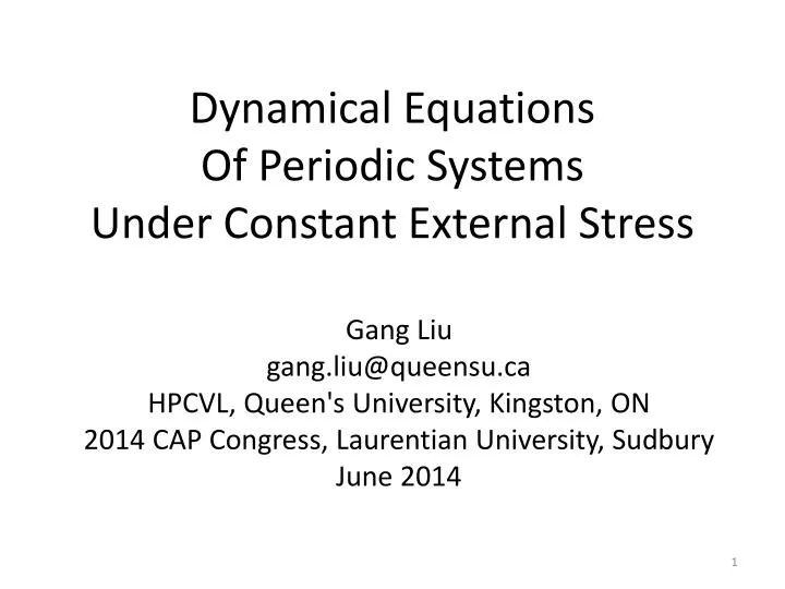 dynamical equations of periodic systems under constant external stress